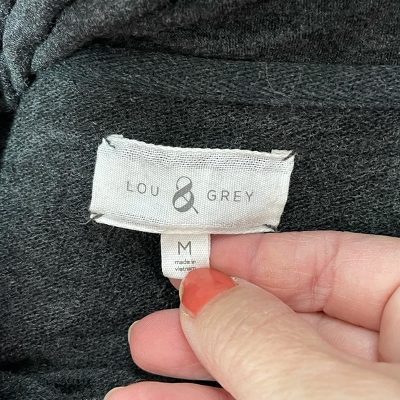 Lou & grey charcoal heather cowl neck long sleeved knit mini shift dress, medium - Picture 6 of 9